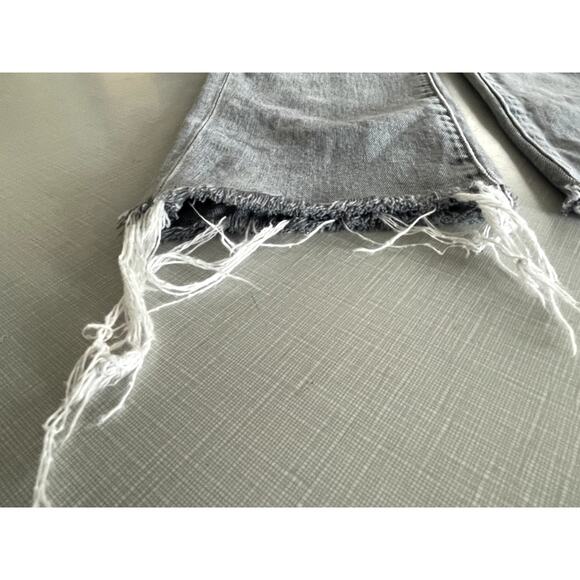 Mother Sz 28 The Scrapper Cuff Ankle Fray Jeans Gray High Rise Straight Stretch - Picture 8 of 13